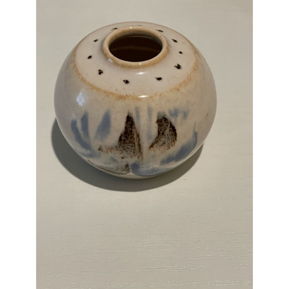 Vintage Art Pottery Ceramic Stoneware Mini‎ Bud Vase Glazed signed Anderson